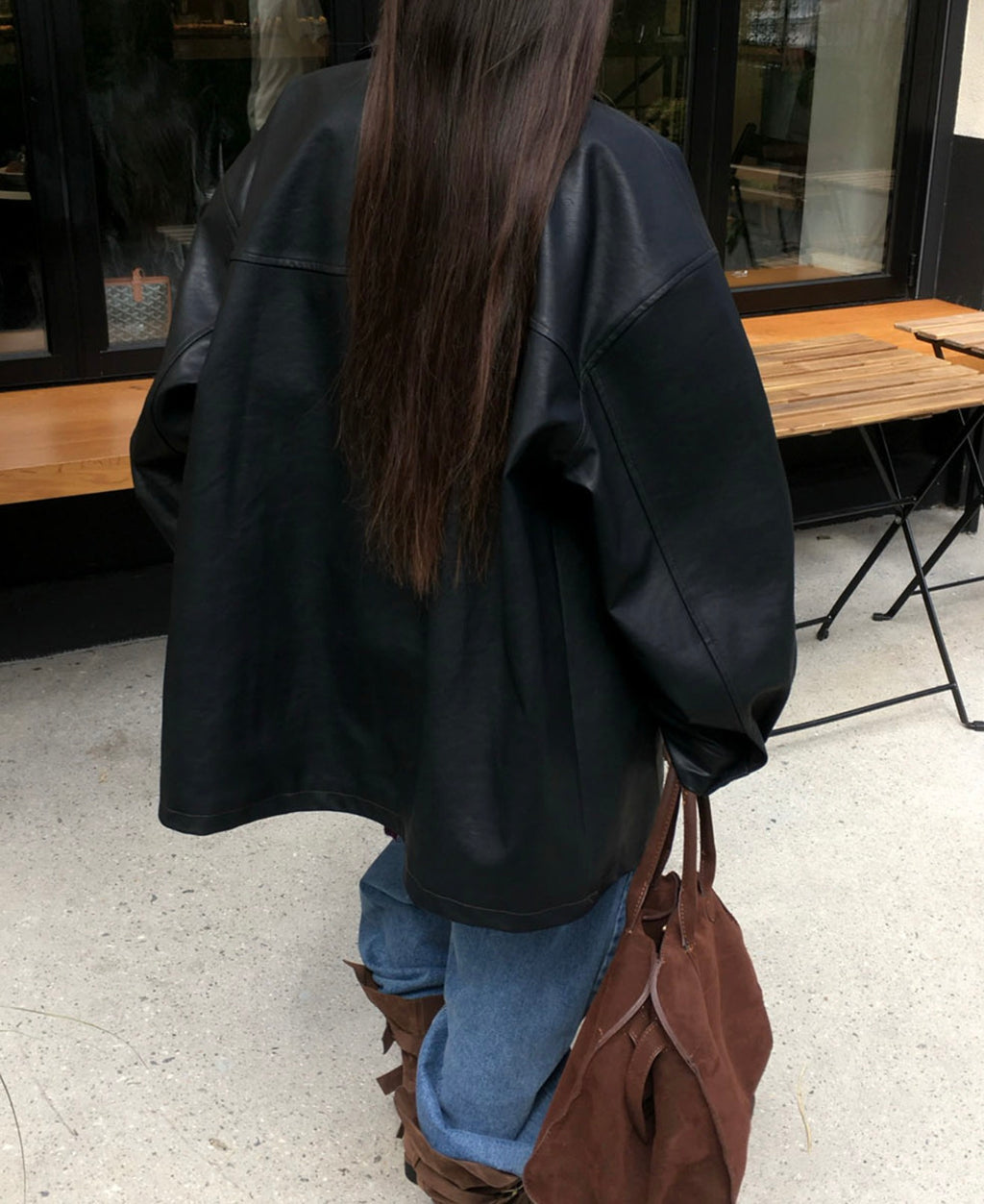 韓國 Beidelli oversized 工裝風 皮夾克