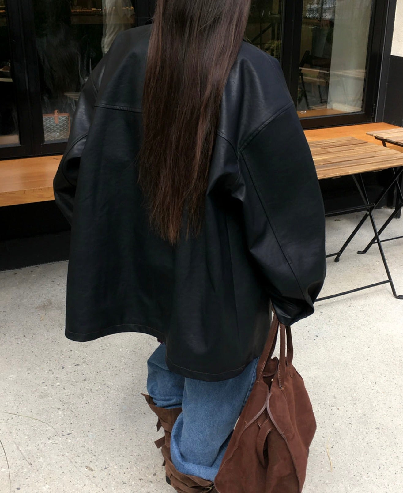 韓國 Beidelli oversized 工裝風 皮夾克