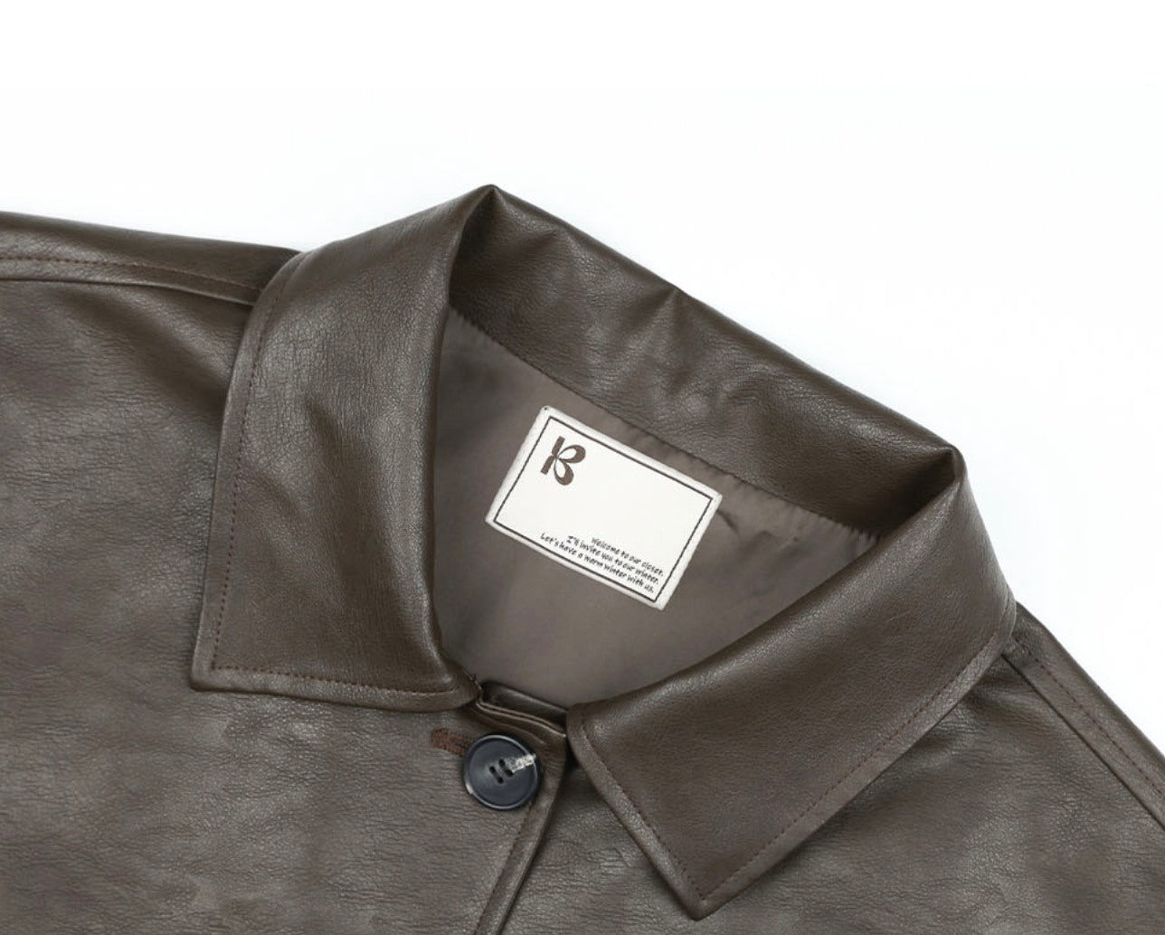 韓國 Beidelli oversized 工裝風 皮夾克