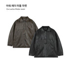 韓國 Beidelli oversized 工裝風 皮夾克