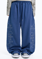 🇰🇷 韓國EASY NO EASY 十字架 水晶 刺繡 寬褲