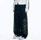 🇰🇷 韓國EASY NO EASY 十字架 水晶 刺繡 寬褲