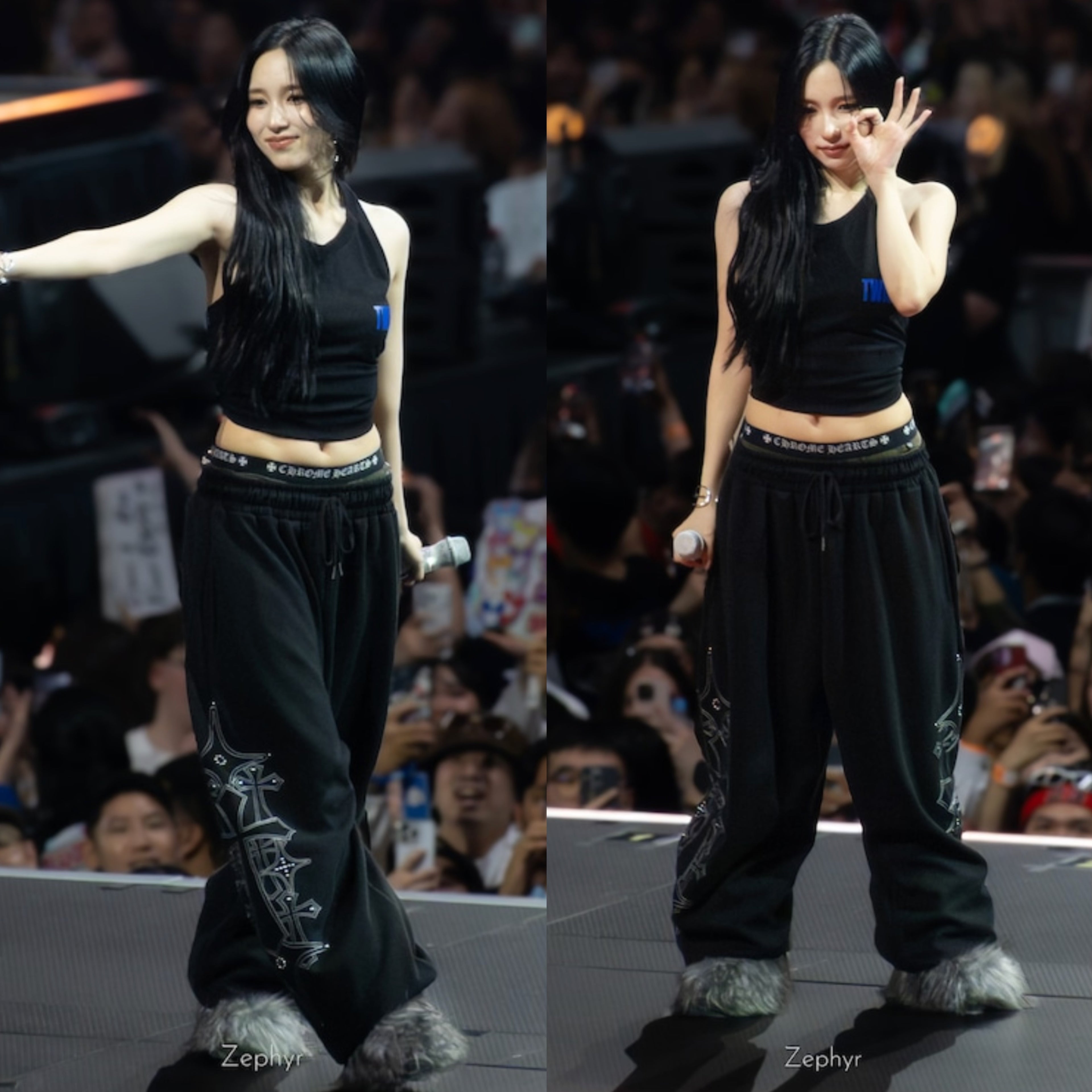 🇰🇷 韓國EASY NO EASY 十字架 水晶 刺繡 寬褲