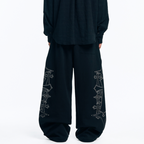 🇰🇷 韓國EASY NO EASY 十字架 水晶 刺繡 寬褲