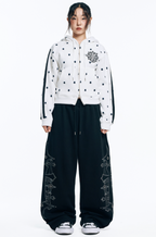 🇰🇷 韓國EASY NO EASY 十字架 水晶 刺繡 寬褲