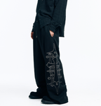 🇰🇷 韓國EASY NO EASY 十字架 水晶 刺繡 寬褲