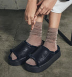 韓國限定 Nike Calm Elevation Fur 毛毛厚底拖鞋